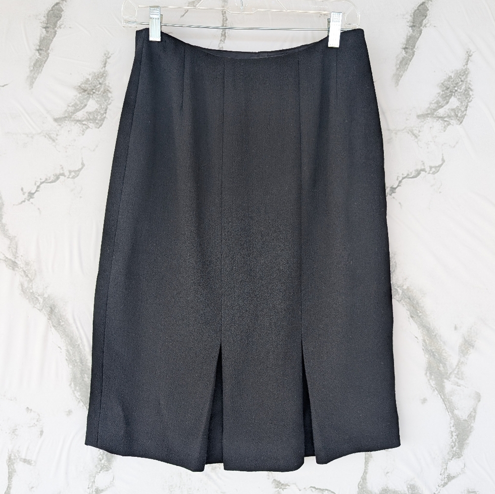 Carlisle Women's Black Wool Pleated Lined Midi Skirt Size 6